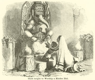 Kind wird gelehrt, ein Hindoo-Idol zu verehren von English School