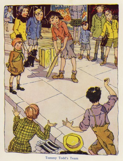 Kinder spielen Cricket auf der Straße von English School