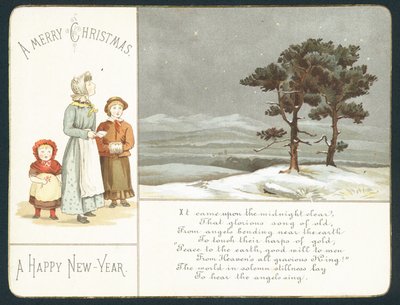 Kinder warten im Schnee, Neujahrskarte von English School