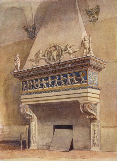 Kamin der Agneli, Herzogspalast, Urbino, Italien von English School
