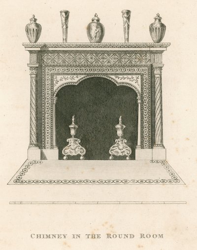 Kamin im Rundzimmer, Strawberry Hill, Twickenham, London von English School