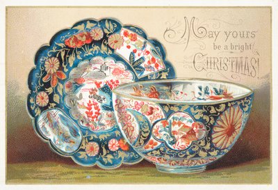 Chinaschale und Teller, Weihnachtskarte von English School