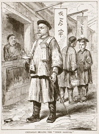 Chinese verkauft die Pekin Gazette, Illustration aus Cassells Illustrierter Geschichte Englands von English School