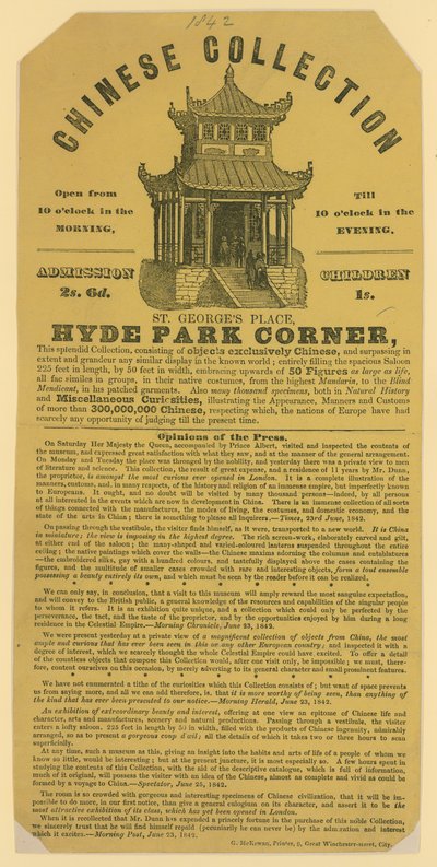 Chinesische Sammlung an der Hyde Park Corner, London. 1842 von English School