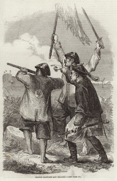 Chinesischer Mandarin und Soldaten von English School