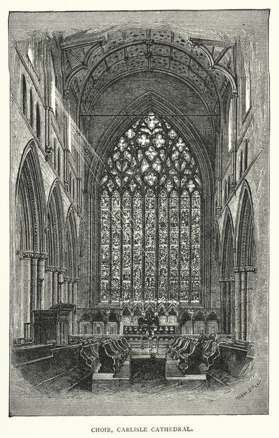Chor, Kathedrale von Carlisle (Stich) von English School
