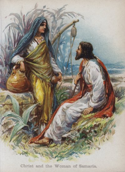 Christus und die Frau von Samaria (Chromolithografie) von English School