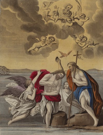 Christus getauft (Farblithografie) von English School