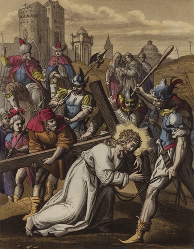 Christus fällt unter dem Kreuz von English School