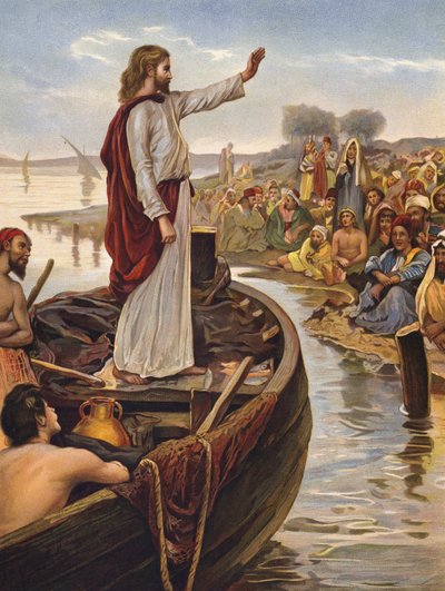 Christus lehrt am Seeufer von English School