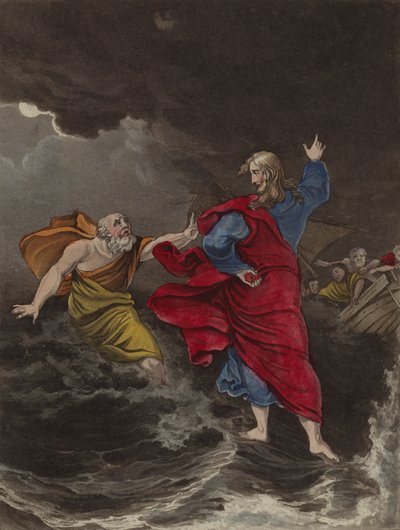 Christus geht auf dem Wasser von English School