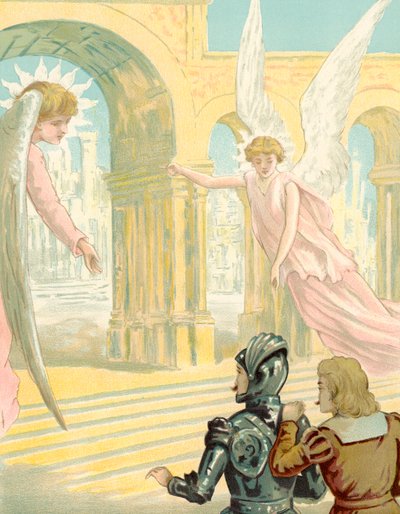 Christian und Hopeful erreichen die himmlische Stadt von English School