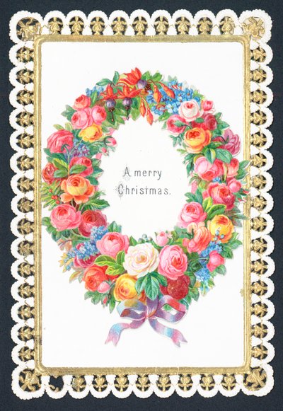 Weihnachtsblumenkranz, Weihnachtskarte von English School