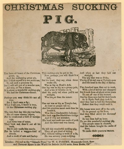 Weihnachtsspanferkel, Vers datiert 1863 von English School