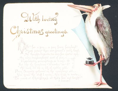 Weihnachtskarte mit Storch von English School