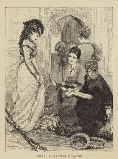 Kirchendekoration zu Ostern (Stich) von English School