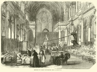 Kirche in Paris in ein Krankenhaus umgewandelt, November 1870 von English School