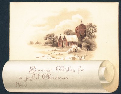 Kirche im Schnee, Weihnachtskarte von English School