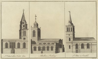 Kirchen St. Vedast, Foster Lane, Allhallows, Barking und St. Peter in Cornhill, London von English School