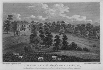 Claybury Hall, der Sitz von James Hatch (Gravur) von English School