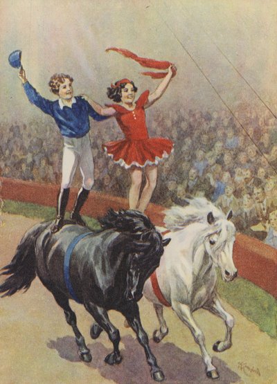 Kluge Kinder, geboren und aufgewachsen im Zirkus (Farblithographie) von English School