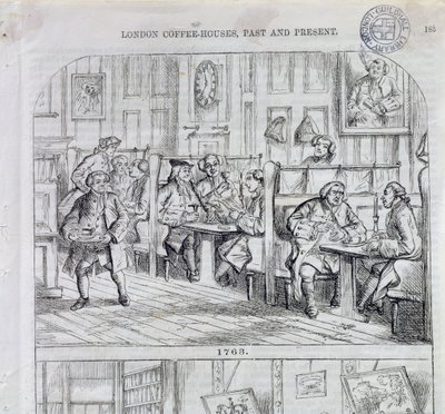Kaffeezimmer im Jahr 1763, aus London Coffee-Houses Past and Present von English School