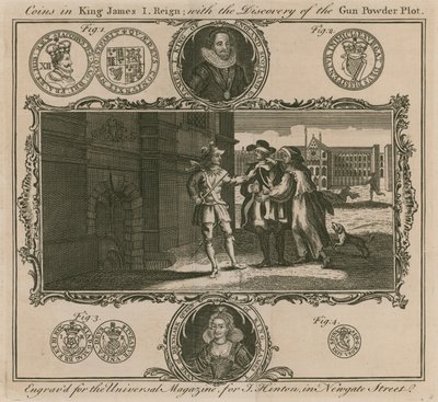 Münzen in der Regierungszeit von König James I, mit der Entdeckung der Pulververschwörung von English School