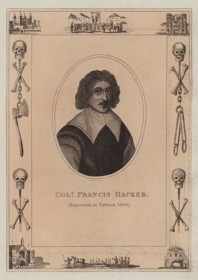 Oberst Francis Hacker, hingerichtet am Tyburn, 1660 von English School