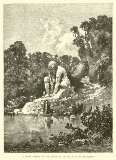 Kolossale Statue des Apennin im Park von Pratolino von English School