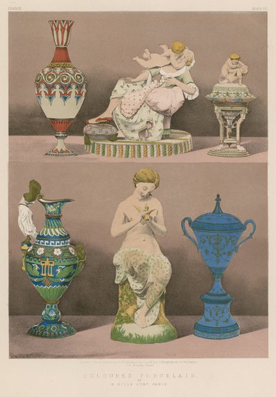 Buntes Porzellan von M. Gille Junior, Paris von English School