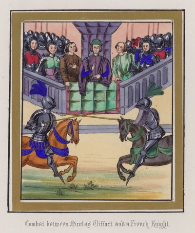 Kampf zwischen Nicholas Clifford und einem französischen Ritter von English School