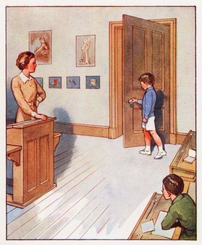 Befehle: Gehe zur Tür und schließe sie von English School