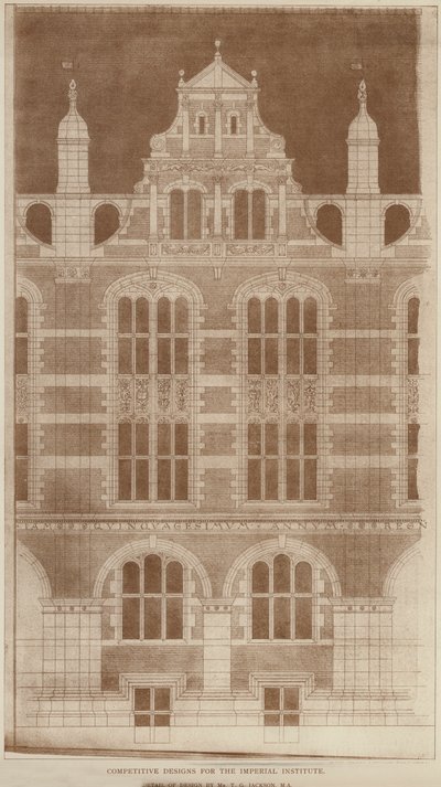 Wettbewerbsentwürfe für das Imperial Institute (Gravur) von English School