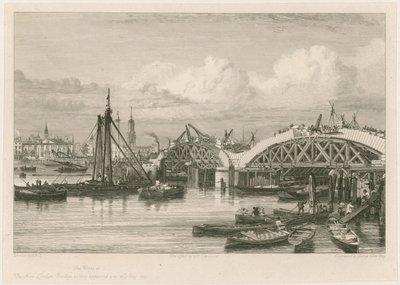 Bau der neuen London Bridge, 26. Juli 1827 von English School