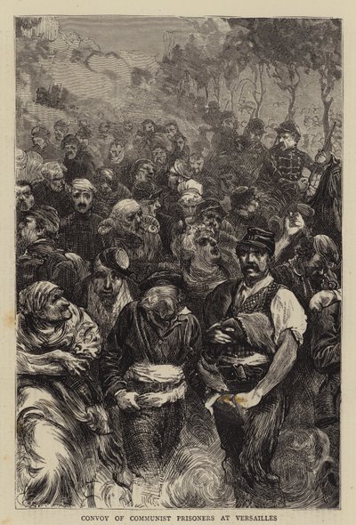 Konvoi kommunistischer Gefangener in Versailles (Gravur) von English School