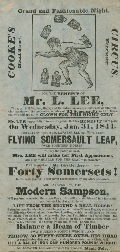 Cookes Zirkus, zugunsten von Lavater Lee, 31. Januar 1844 von English School