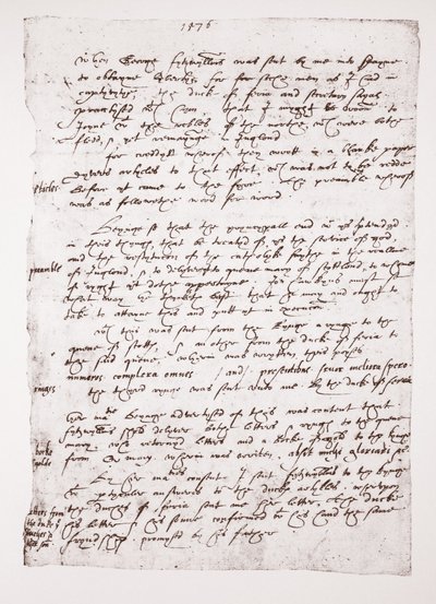 Kopie eines handschriftlichen Memos von John Hawkins über seine Geschäfte mit Spanien, 1576 von English School