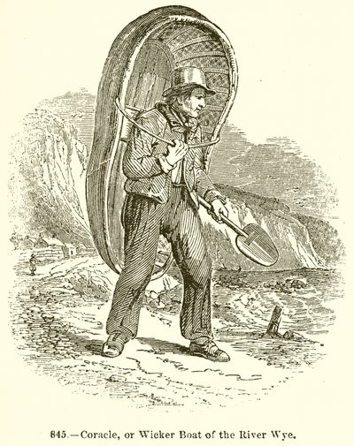 Coracle, oder Weidenboot des Flusses Wye von English School