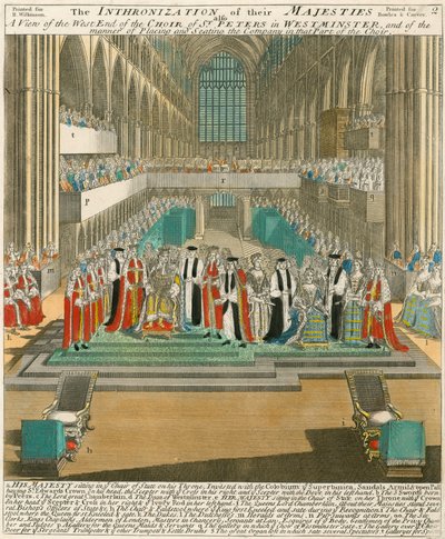 Krönung von König Wilhelm III. und Königin Maria am 11. April 1689 von English School