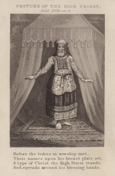 Kostüm des Hohepriesters, Exodus XVIII, Vers 4 (Gravur) von English School