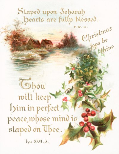 Hütte am Fluss, Weihnachtskarte von English School