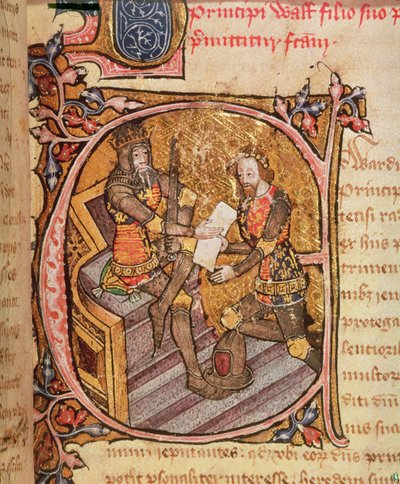 Eduard III. verleiht dem Schwarzen Prinzen das Fürstentum Aquitanien von English School
