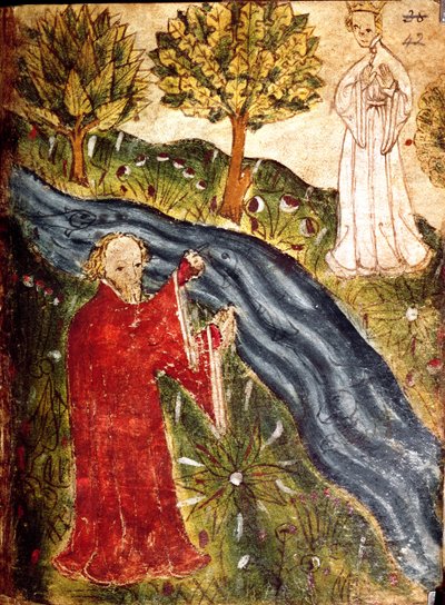 Der Träumer mit der Perlenjungfrau, c.1375-1400 von English School