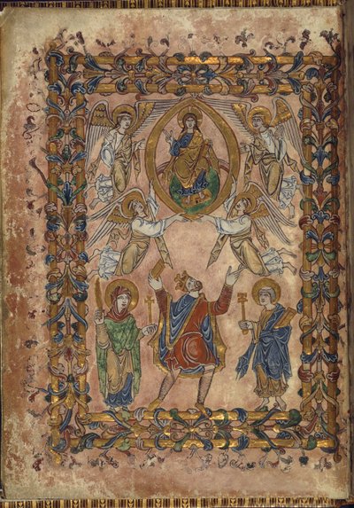 Edgar bietet Christus eine Urkunde an, Illustration aus 