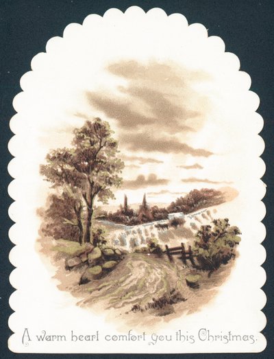Landschaftsszene, Weihnachtskarte von English School