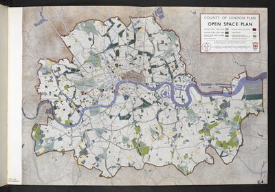 Freiflächenplan der Grafschaft London / erstellt für den London County Council von J.H. Forshaw und Patrick Abercrombie von English School