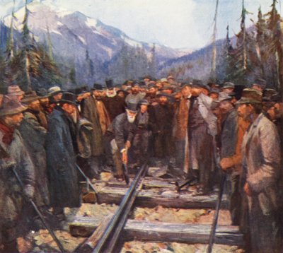 Craigellachie, das Einschlagen des letzten Nagels der Canadian Pacific Railway von English School