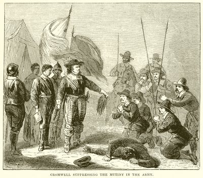 Cromwell unterdrückt die Meuterei in der Armee von English School
