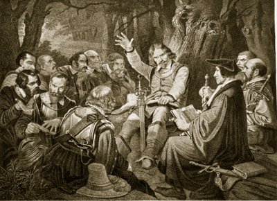 Cromwell vor der Schlacht von Dunbar, 1650, Illustration aus Hutchinsons Geschichte der britischen Nation, ca. 1923 von English School