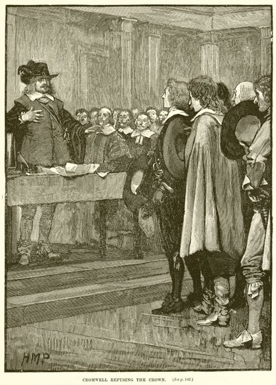 Cromwell lehnt die Krone ab von English School